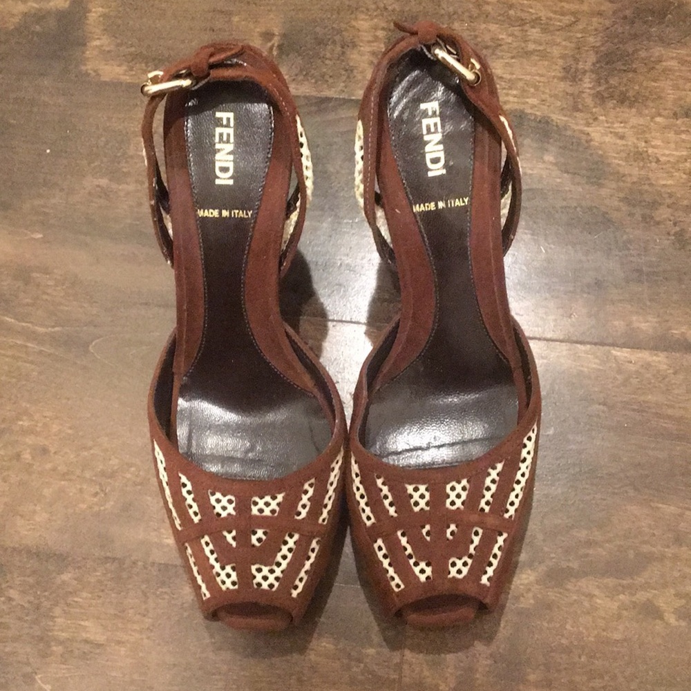 Fendi sandals, size 37, 4", vintage unique style.